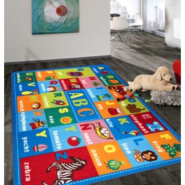 Rugshop Kids Educational Learning Alphabet Symbols Non Skid (Non Slip) Area Rug 3'3" x 4'7" Multi