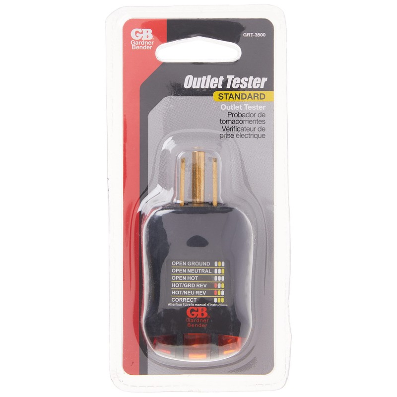 Gardner Bender GRT-3500 Outlet Receptacle Tester & Circuit Analyzer, Indicates