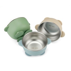 PandaEar 3 Pack Stainless Steel Baby Suction Bowls, Non-Slip Child Food Bowl with Silicone Sleeve for Kids Toddlers Infants, Unbreakable & Mess Free
