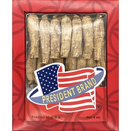 President Brand American Ginseng SKU 0158PB-S4|Wisconsin Ginseng Root |Culticate Ginseng Root|总统牌美国花旗参|總統牌美國花旗參|Nhân Sâm Mỹ |미국인삼|Small half short|4oz Box, 小长泡