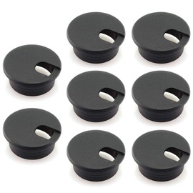 HJ Garden 8pcs 1-1/2 inch Desk Wire Cord Cable Grommets Hole Cover for Office PC Desk Cable Cord Organizer Plastic Cover Black
