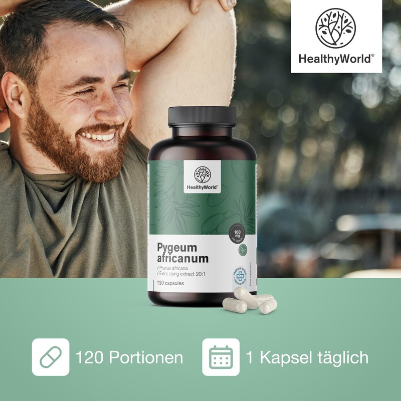 HealthyWorld Pygeum - African Plum Extract (Pygeum Africanum) - 100mg