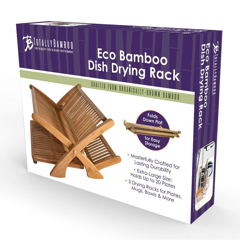 Totally Bamboo Eco Collapsible Dish Drying Rack, Natural Bamboo