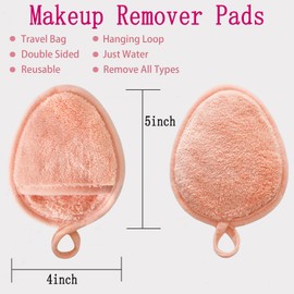 Reusable Makeup Remover Pads Soft Makeup Remover Cloths Washable Facial Makeup Cleansing Pads for Face,Lip,Eyes Orange 6PCS