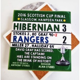 Hibernian Hibs 3 v 2 Rangers Scottish Cup final 2016 Football, Hibs coaster, Solid Marble Coaster
