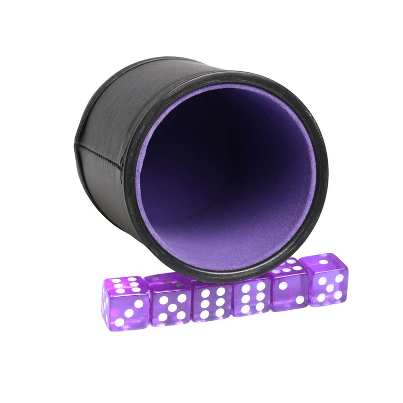 Leatherette Dice Cup Felt Lining Shaker Quiet for Playing Yahtzee/