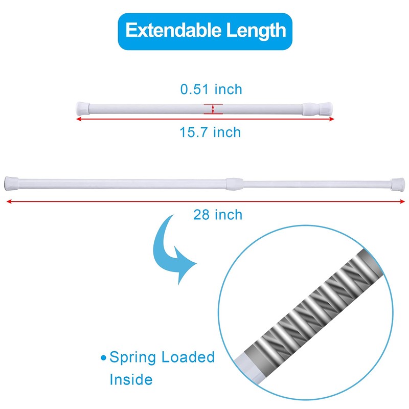 SIQUK 6 Pack Cupboard Bars Adjustable Spring Tension Rods White