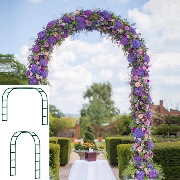 HP5070 7.8ft Metal Garden Arch Trellis for Climbing Plants, Green