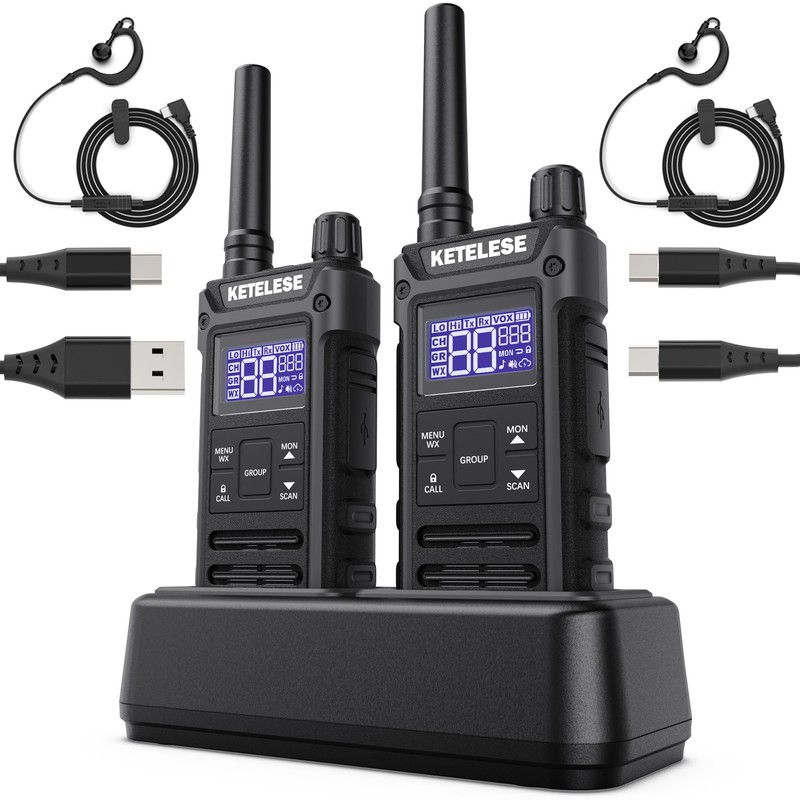 KETELESE T3G Heavy Duty Walkie Talkies for Adults, IP67 Waterproof