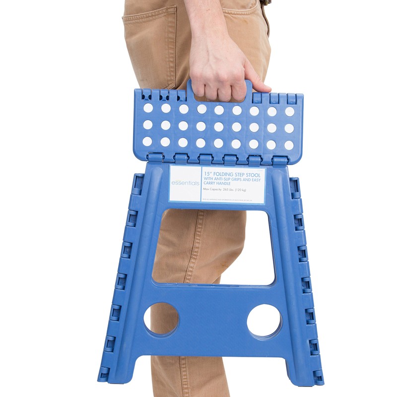 Essentials 21048 15-Inch Folding Step Stool, Wide Folding Step Stool,