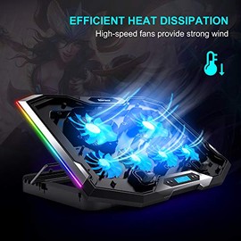 TopMate Almohadilla de refrigeración C11 para computadora portátil RGB para videojuegos, soporte de ventilador de computadora portátil de altura ajust