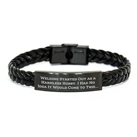 Welding Enthusiast's Proud Interlaced Leather Bracelet, Funny Quote Included Gifts from Welding Friends for Men and Women, Perfect Birthday Present for Welding Guys and Gals