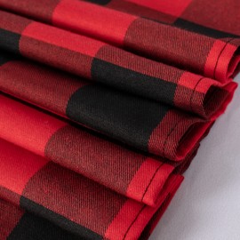 DUOBAO Buffalo Check Table Runner 108 Inches Tassel Plaid Tablecloth Runners Black Checkered Fabric 14x108-Inch Red Gingham Farmhouse Style
