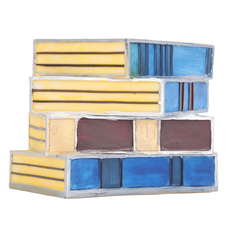 Stained Book Lamp Vintage Style Soft Lighting Stacked Books Table