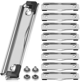 NUOLUX Clipboard Clip, Hardware, Clasp, Clipboard Hardware, Rubber Feet Included, Length 4.7 inches (12 cm), Attachable, Document Organizer, Office, School, Stationery Supplies (10 Clips + 30 Nails)