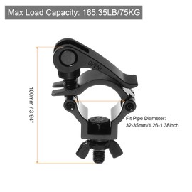 sourcing map Light Truss Clamp, Aluminum Alloy Stage Lighting Pipe O Clamp for 1.26-1.38inch OD Tube Max Load 165Lb Single Buckle, 1Pcs
