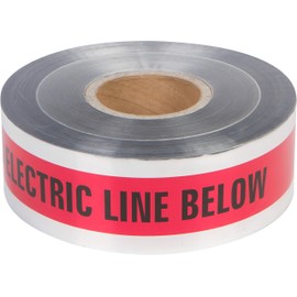 Morris Products Underground Electrical Foil Lined Caution Tape – 3" Width – Detectable from 12-24" Depths – Red – Printed with Caution Buried Electric Line Below – 1,000' Length, 1-Pack