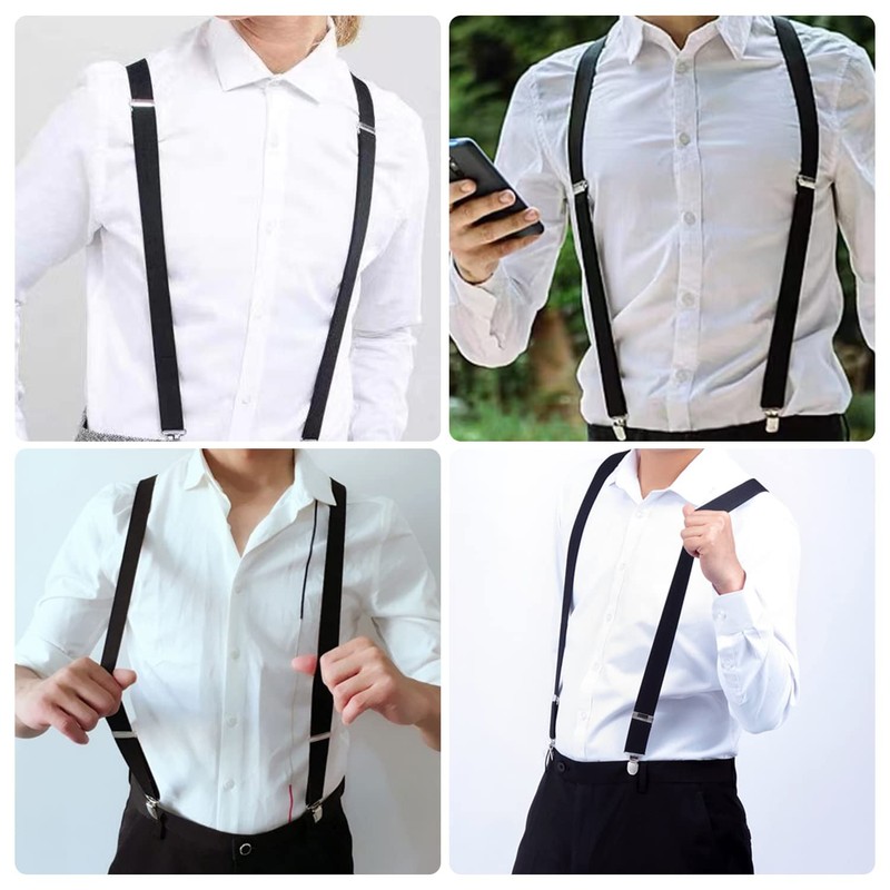 ZHEJIA Men's Y-Shaped Suspenders, 1.4 inches (35 mm) Wide, Formal,