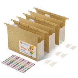 EcoStash Wheat Straw Expanding Hanging File Folders - 3.15" Large Capacity, Letter Size for Filing Cabinets, Tax, Bill & Contract Storage, Office & Home Organizer-Wheat Yellow-3 Packs