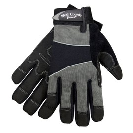 West County 013C/M Men's Gloves – Medium, Charcoal, Work Gloves with Four-Way Spandex Backing, Adjustable Cuff