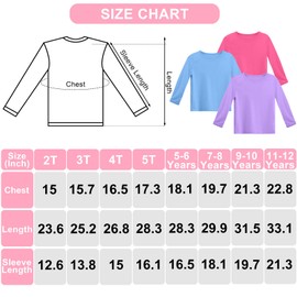 Cooraby 5 Pack Girls' Long Sleeve Tees Kids T-Shirts Soft Toddler Girls Crewneck T-Shirts