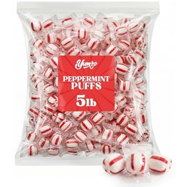 Soft Peppermint Puffs & Mint Candy 5LB Bulk Individually Wrapped - Classic Melt-in-Your-Mouth Candy For Office, Parties, Buffets and Birthdays