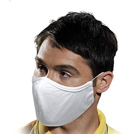 Mouth Mask Pack of 10 White Washable 100% Cotton 3-Layer Respiratory Protection (MAS-SAF-10W)