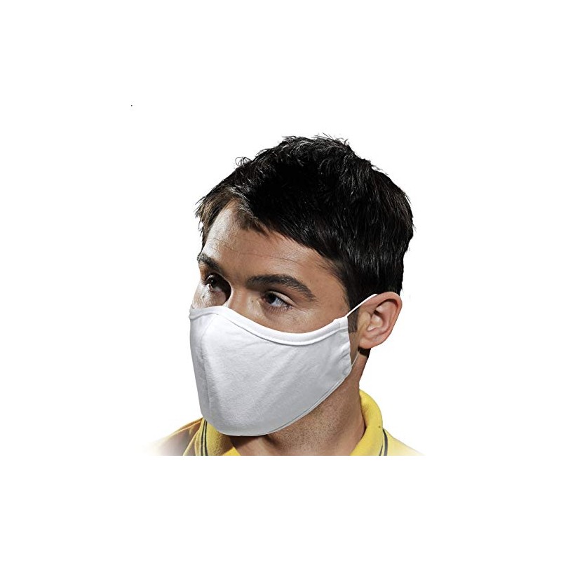 Mouth Mask Pack of 10 White Washable 100% Cotton 3-Layer