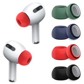 [4-Pair] WQNIDE Ear Tips for Airpods Pro & Airpods Pro 2nd Generation Ear Tips (Silicone), Anti Slip Soft Silicone Airpods Pro Replacement Ear Tips Fit in The Charging Case (Black/Blue/Red/Green)