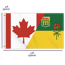 3×5 FT Canada Saskatchewan Flag, Novel Large 100D Canadian SA Province Outdoor Banner,Funny Doube Side Printing Decor For Patio Garden With Brass Gromment
