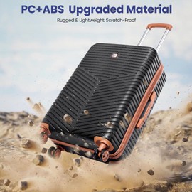 Hoteel 4 Piece Luggage Set Carry on Hard Shell Suitcase with Spinner Wheels & TSA Lock, Expandable Duffel Bag PC Travel Luggage(Black, 4piece set)