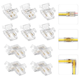 Aroidful 8 mm 2-pin mini COB LED plug kit, no dark zones, for connecting 12 V 24 V COB LED wires and light strips, suitable for COB bar board strips