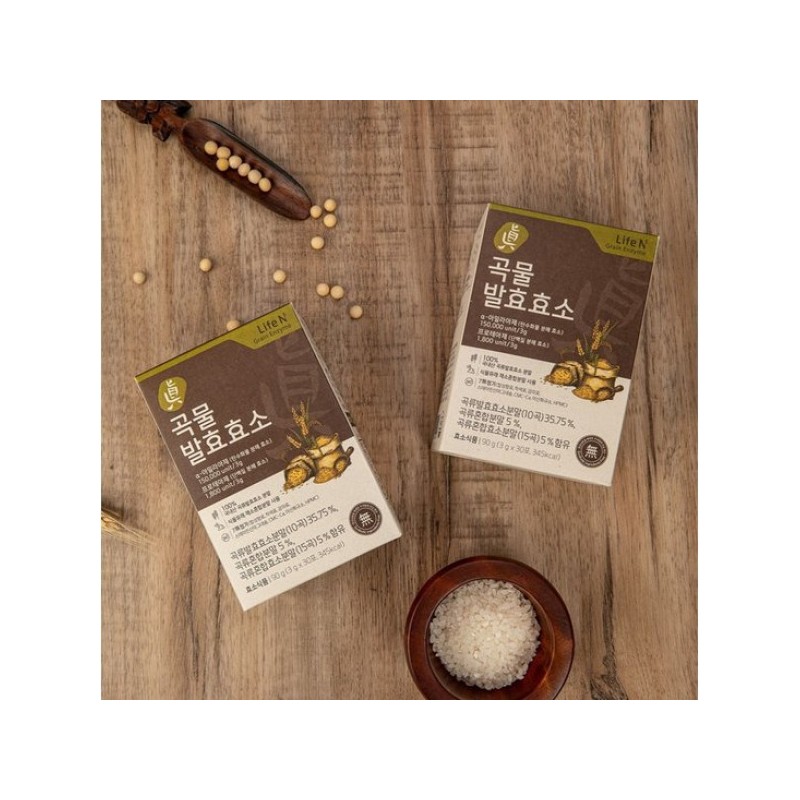 LifeN 초록마을 입점라이프엔 7무첨가 진곡물발효효소 3g x 30포 3박스 Green