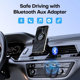 GLOBELEC Aux to Bluetooth 5.3 Adapter,USB-3.5mm Aux Audio Adapter Receiver with Built-in Mic for Hands-Free Calls,Plug and Play Bluetooth Receiver,Compatible with Car Speaker and Home Audio