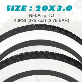 ZUKKA Bike Tire 20/24/26 x 3.0 Fat Bike Tire 2 Pack Replacement Tire Folding Mountain Bike Tire High-Density Bike Tires for Snow Beach BMX MTB Electric Bike (24 * 3.0/1 Tire/White)