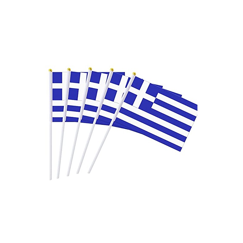 5 Pack Greece Greeks Mini HandHeld Stick Flag,Suitable For Various
