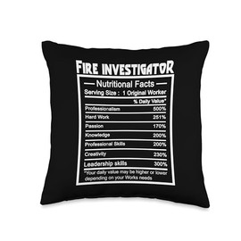 Awesome Fire Investigator Profession Design Funny Job Title Worker Nutrition Facts Fire Investigator Throw Pillow, 16x16, Multicolor