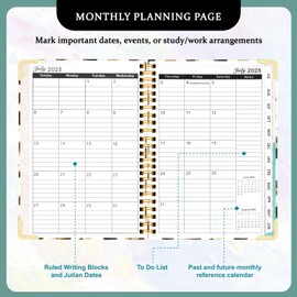 MOSA BEAR 2025 Planner 12-Month Daily Weekly Monthly Aesthetics Planner from JUL.2025 to JUN.2026, Spiral Subject Notebook with Stickers，Bookmark and Inner Pocket for School Office Home (6.3" x 8.5") (leopard)