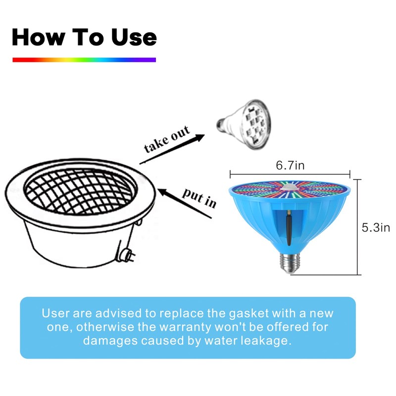 Pool Lights 120V 60W RGB Color Changing LED Pool Light