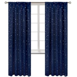 BGment Kids Blackout Curtains for Bedroom, Rod Pocket Room Darkening Curtains Decoration Thermal Insulation Window Drapes for Nursery, Children Room, 2 Panels, Each 52 x 84 Inch, Navy Blue