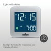 Braun Digital Travel Alarm Clock with Snooze, Compact Size, Negative