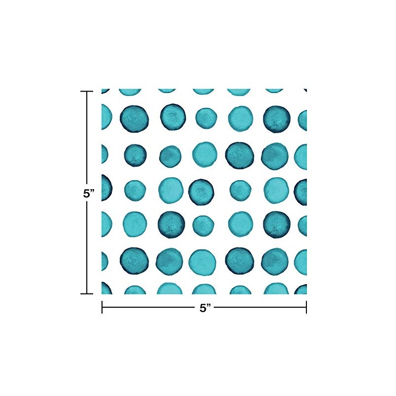 Creative Converting Beverage 2-Sided Blue Watercolor Beverage Napkins-24pcs, Beverage, Dotted