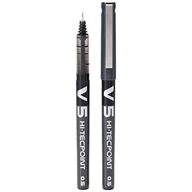 PILOT V5 0.5 mm Liquid Ink Rollerball Pen - Black (Pack of 5), 3131910541103
