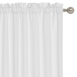 RYB HOME 2 Panels Valance Curtains for Small Window Treatment Faux Linen Weave Textured Light Filtering Swag Curtain for Kitchen Living Room, Rod Pocket, White, W 52 x L 18 inch