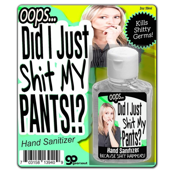 Gears Out Did I Just Shit My Pants Hand Sanitizer Gel 2 oz Bottle Funny Stocking Stuffers Poop Gags for Adults Office Prank Ideas White Elephant Secret Santa