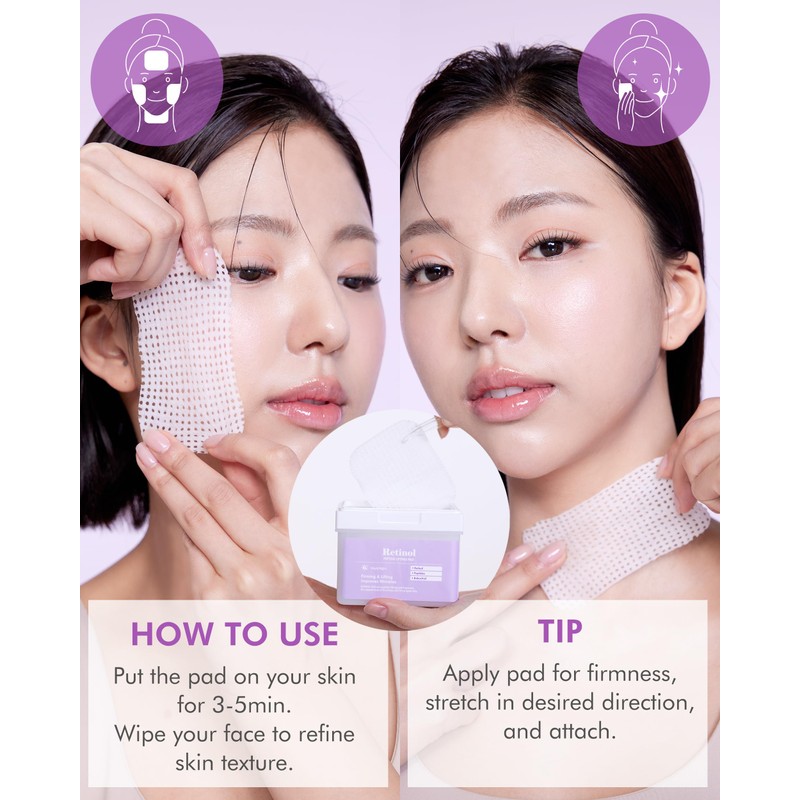 DERMAL Retinol Peptide Lifting Pad - Korean Toner Pad for
