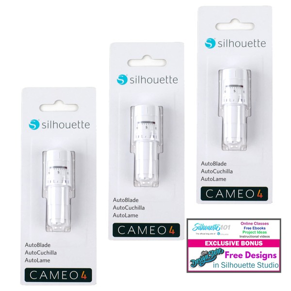 Silhouette AutoBlade - Pack of 3 Blades for Use with Cameo 4 with 50 Designs