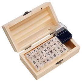 36 Pcs Wooden Rubber Stamps, Wooden Alphabet and Number Stamps with Wood Storage Box, Wood Letter and Number Stamp for DIY Craft, Card Making, Scrapbooking Supplies