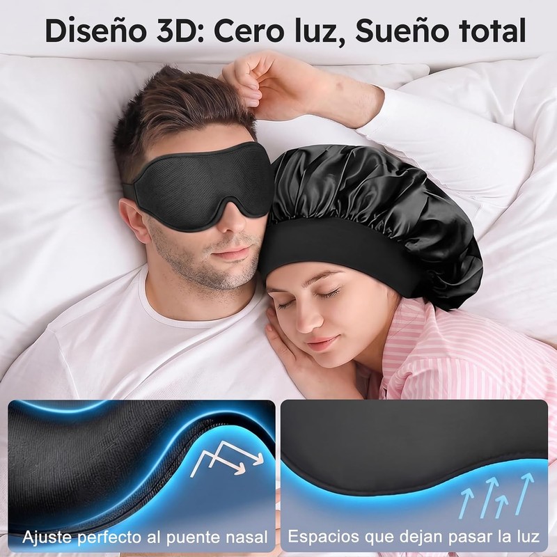 Kit de Sueño Profundo, Antifaz para Dormir 3D 100% Oscuridad