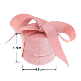 TINGFENG Pink Velvet Ring Box Bowknot Jewelry Box Earring Boxes Gift Retro Round Jewelry Box Gift Box Small for Women Mother Daughter (1pcs Pink)